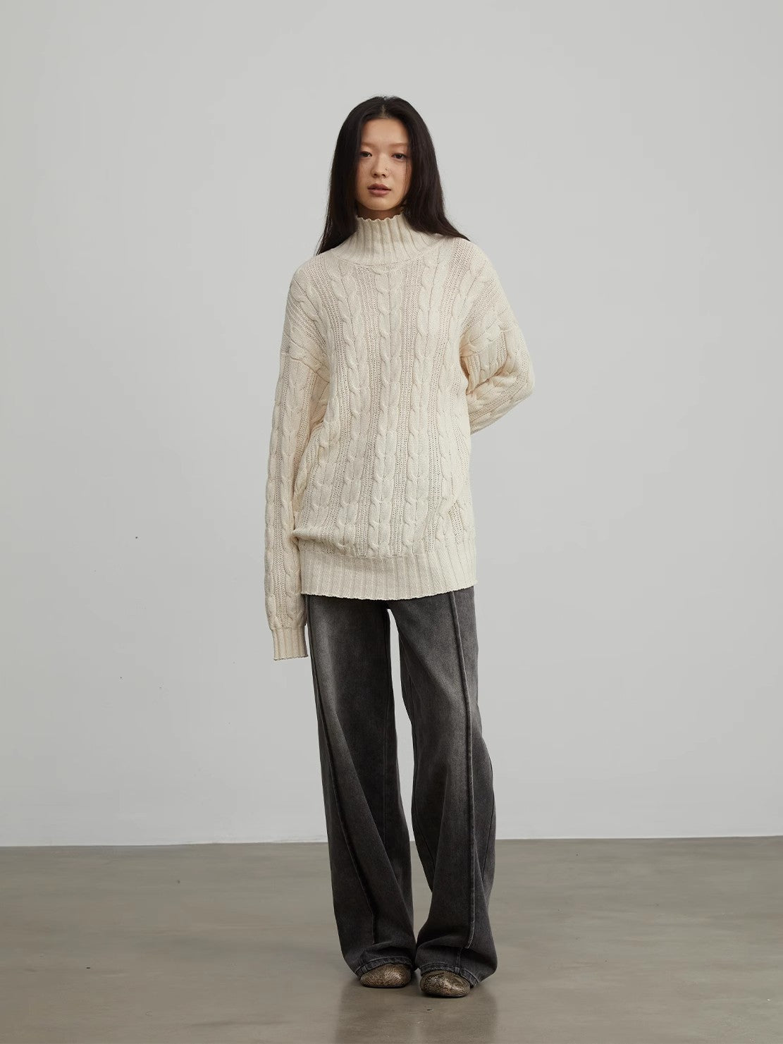 Fireladyfur Women's Turtleneck Sweater with Jacquard Pattern"Warm family Jacquard"-0