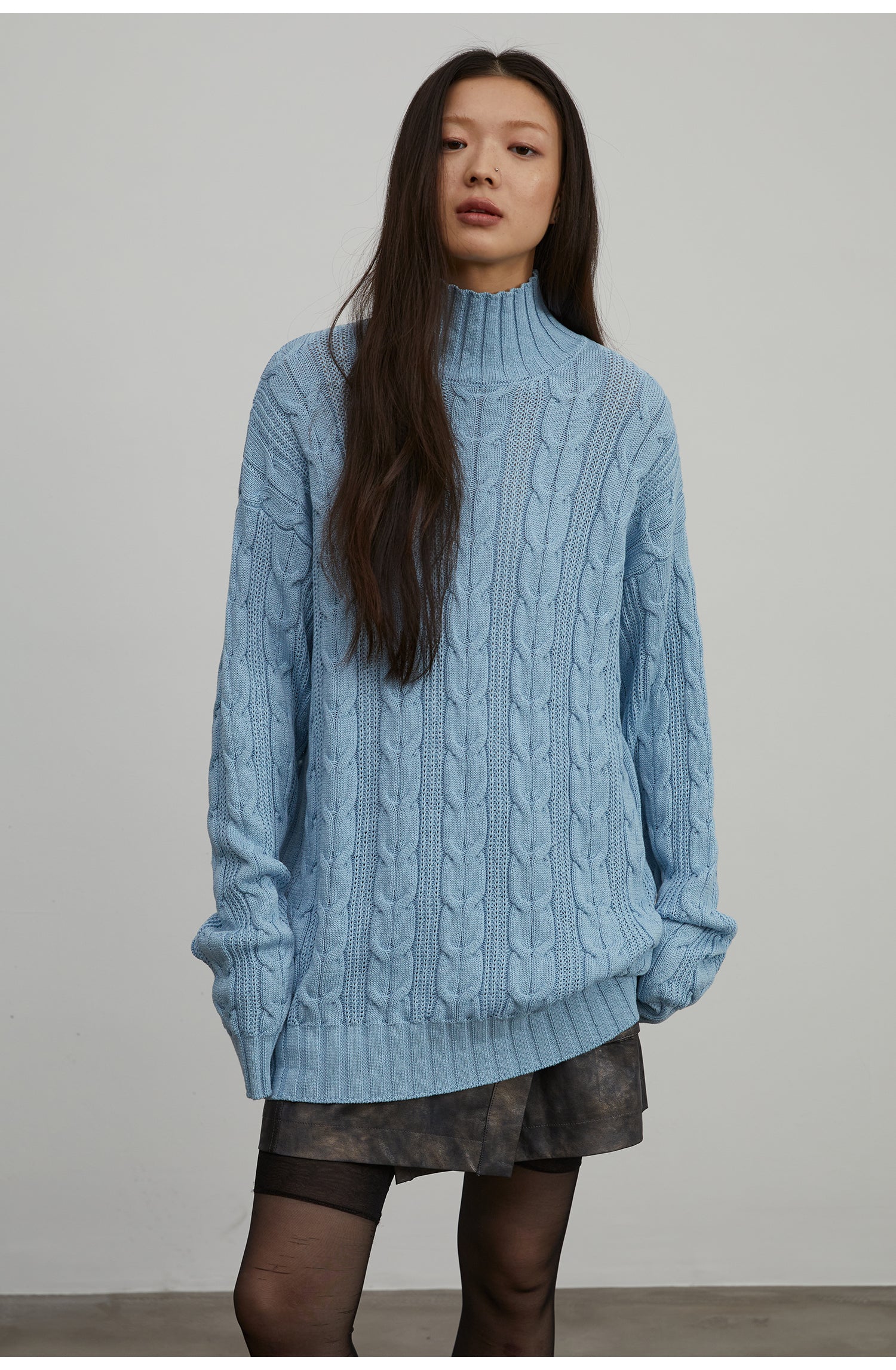 Fireladyfur Women's Turtleneck Sweater with Jacquard Pattern"Warm family Jacquard"-5